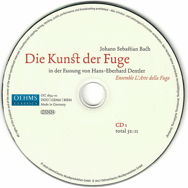 Johann Sebastian Bach, Hans-Eberhard Dentler – L'Arte Della Fuga : Die Kunst Der Fuge (In Der Fassung von Hans-Eberhard Dentler) (2xCD, Album)