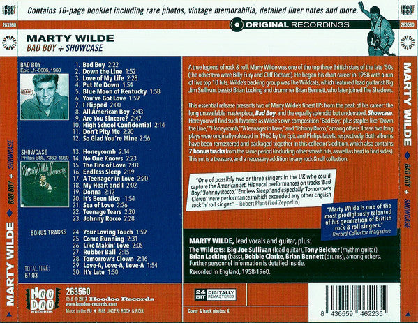 Marty Wilde : Bad Boy + Showcase (CD, Comp, RM)