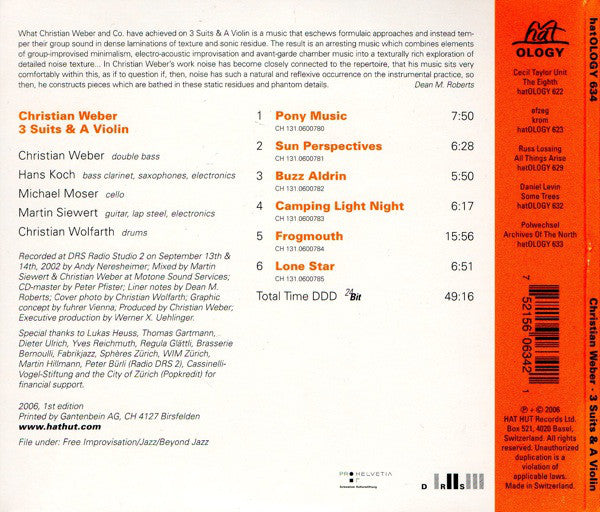 Christian Weber (2), Hans Koch, Michael Moser, Martin Siewert, Christian Wolfarth : 3 Suits & A Violin (CD, Album)