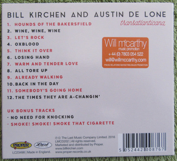 Bill Kirchen & Austin De Lone : Transatlantica (CD, Album)