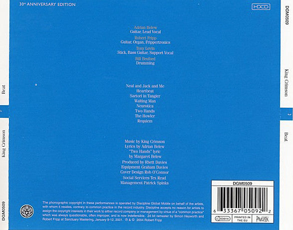 King Crimson : Beat (HDCD, Album, RE, RM, RP)