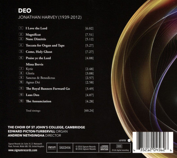 Jonathan Harvey | Andrew Nethsingha, St. John's College Choir : Deo (CD)