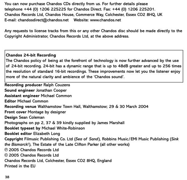 Clifton Parker, BBC Concert Orchestra, Rumon Gamba : The Film Music Of Clifton Parker (CD)