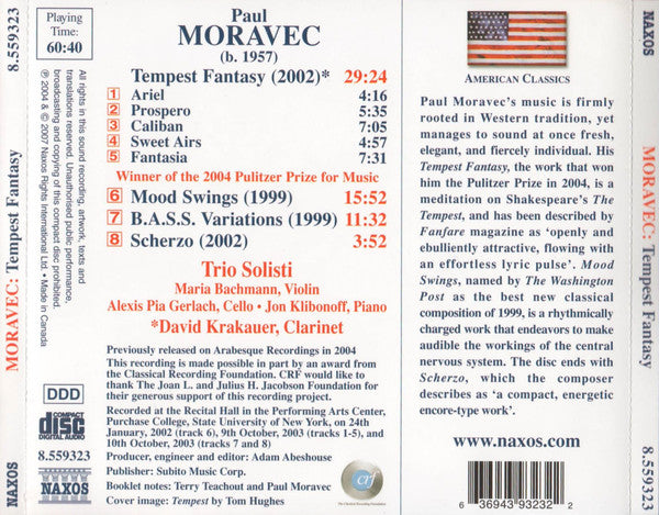 Paul Moravec : Tempest Fantasy (CD, Album, RE)
