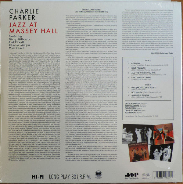 The Quintet, Charlie Parker, Dizzy Gillespie, Bud Powell, Charles Mingus, Max Roach : Jazz At Massey Hall (LP, Album, Ltd, RE)