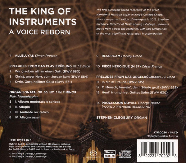 Stephen Cleobury : The King Of Instruments | A Voice Reborn (SACD, Hybrid, Multichannel)