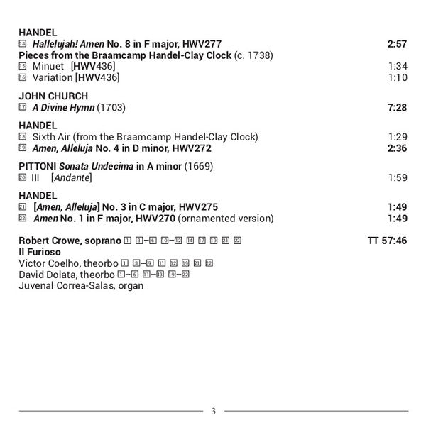 Georg Friedrich Händel, Robert Crowe, Il Furioso, Victor Coelho (2), David Dolata : The Complete "Amen, Alleluia" Arias, HWV 269-77 (CD, Album)
