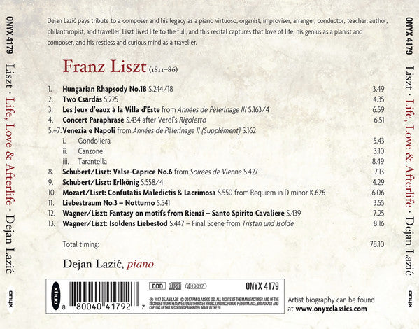 Dejan Lazić : Life, Love & Afterlife: A Liszt Recital (CD, Album)