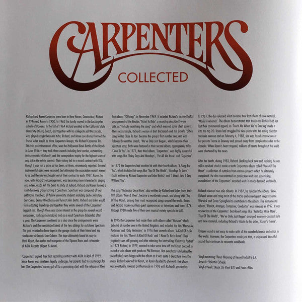 Carpenters : Collected (2xLP, Comp, Ltd, Num, Whi)
