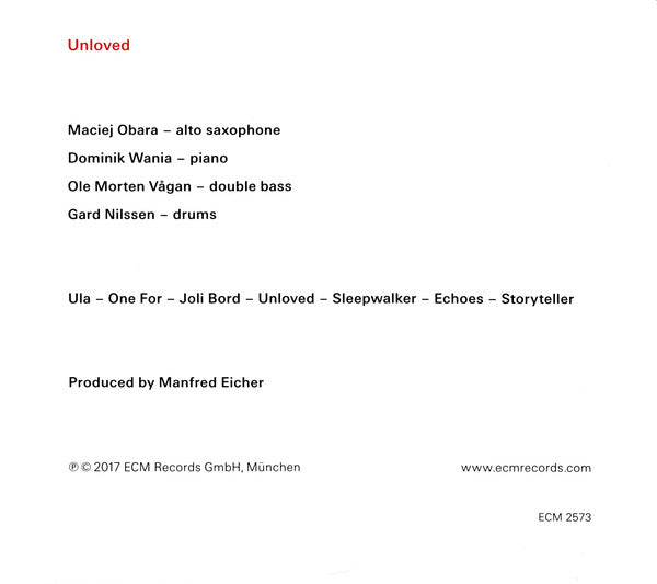Maciej Obara Quartet : Unloved (CD, Album)