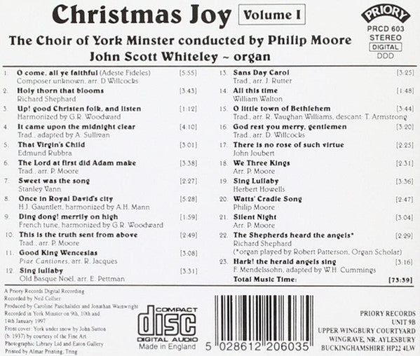 York Minster Choir : Christmas Joy: Volume One (CDr, Album)