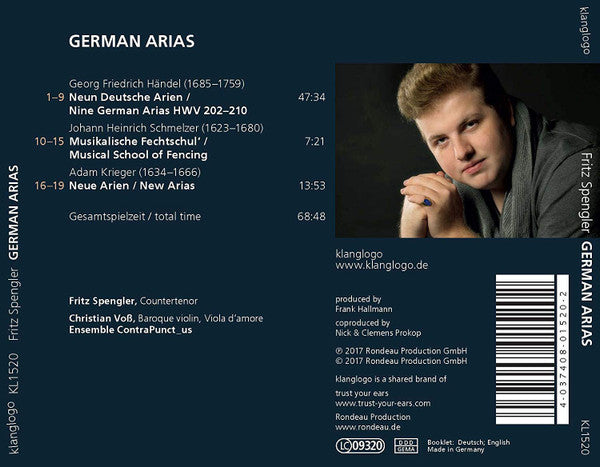Fritz Spengler, Georg Friedrich Händel, Christian Voß (3), Ensemble ContraPunct_us : German Arias (CD, Album)