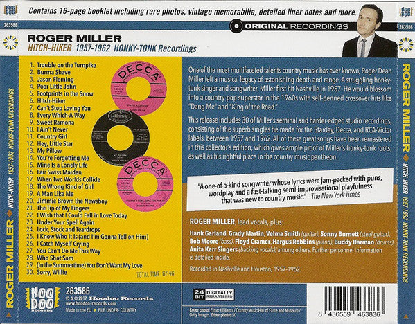 Roger Miller : Hitch-Hiker - 1957-1962 Honky Tonk Recordings (CD, Comp, RM)