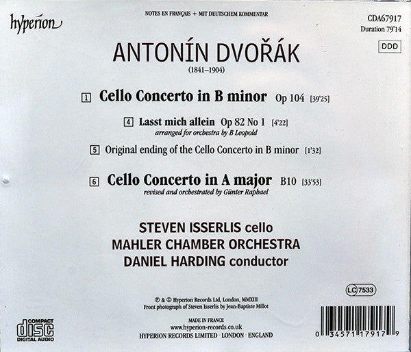 Antonín Dvořák - Steven Isserlis, Daniel Harding, Mahler Chamber Orchestra : Cello Concertos (CD, Album)