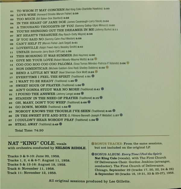 Nat King Cole, Nelson Riddle : To Whom It May Concern (CD, Comp, RM)