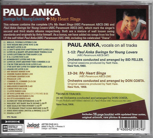 Paul Anka : Songs For Young Lovers + My Heart Sings (CD, Comp, RM)
