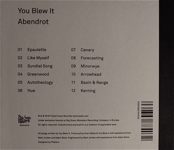 You Blew It! : Abendrot (CD, Album)