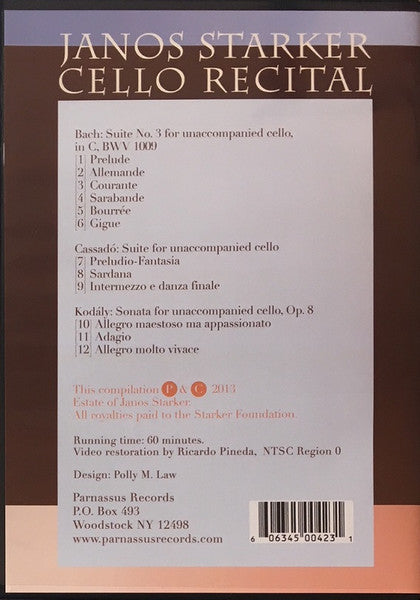 Janos Starker : Cello Recital (DVD, NTSC, Reg)