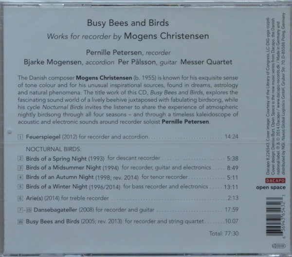 Mogens Christensen / Pernille Petersen (2), Bjarke Mogensen, Per Pålsson, Messer Quartet : Busy Bees And Birds (Works For Recorder By Mogens Christensen) (CD, Album)