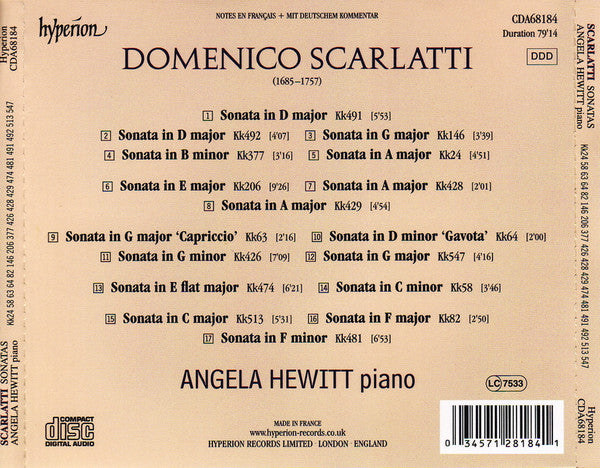 Domenico Scarlatti, Angela Hewitt : Sonatas (CD, Album)