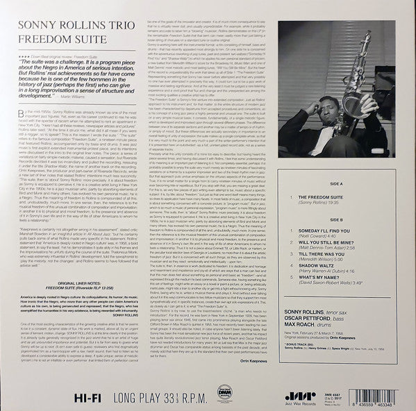 Sonny Rollins : Freedom Suite (LP, Album, RE, RM, 180)