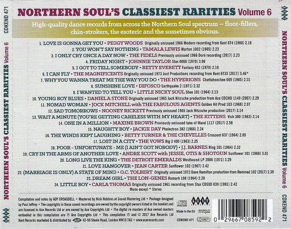 Various : Northern Soul’s Classiest Rarities Volume 6 (CD, Comp)