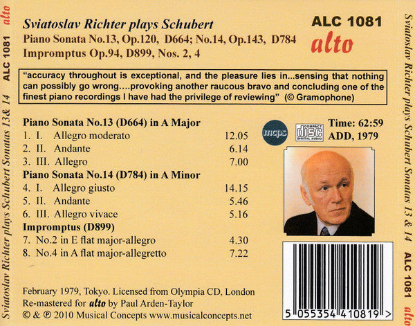 Franz Schubert, Sviatoslav Richter : Piano Sonatas 13, 14 / Impromptus (D899) Nos. 2, 4 (CD, Comp, RE, RM)
