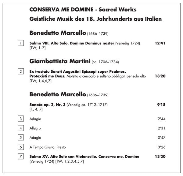 Benedetto Marcello - Terry Wey ∙ La Gioia Armonica ∙ Jürgen Banholzer : Conserva Me Domine (CD, Album)