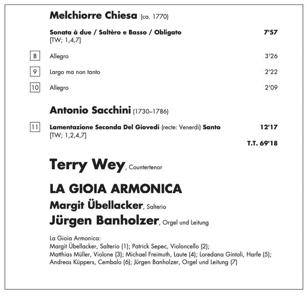 Benedetto Marcello - Terry Wey ∙ La Gioia Armonica ∙ Jürgen Banholzer : Conserva Me Domine (CD, Album)