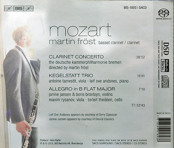 Martin Fröst, Mozart* : Clarinet Concerto, 'Kegelstatt' Trio, Allegro For Clarinet And String Quartet  (SACD, Hybrid, Multichannel)