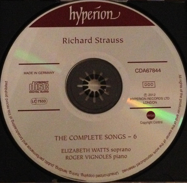 Richard Strauss - Elizabeth Watts · Roger Vignoles : The Complete Songs - 6 (CD, Album)