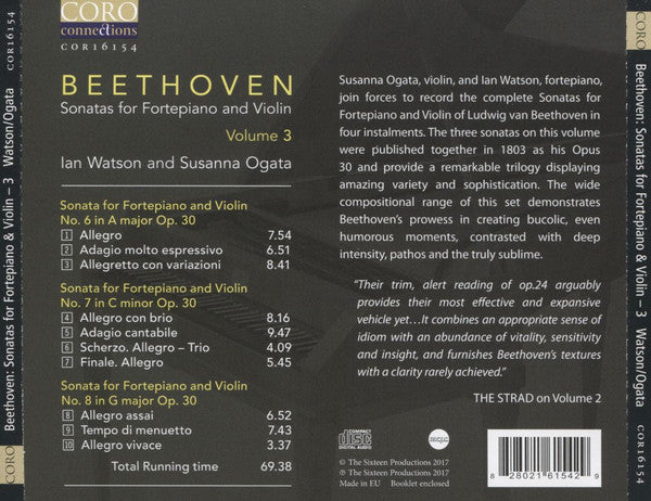 Ludwig van Beethoven, Ian Watson (2) And Susanna Ogata : Sonatas For Fortepiano And Violin Volume 3 (CD, Album)