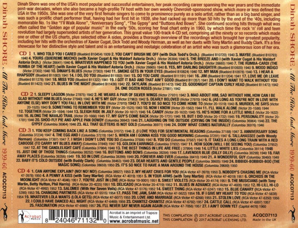 Dinah Shore : All The Hits And More 1939-60 (4xCDr, Comp)