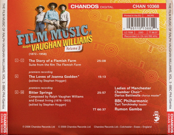 Ralph Vaughan Williams, Rumon Gamba, BBC Philharmonic : The Film Music Of Ralph Vaughan Williams Volume 3 / Bitter Springs / The Loves Of Joanna Godden / Story Of A Flemish Farm (CD, Album)