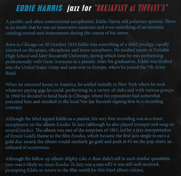 Eddie Harris : Jazz For "Breakfast At Tiffany's" (CD, RE)