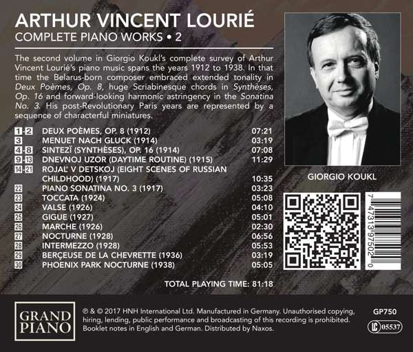 Arthur Lourié, Giorgio Koukl : Complete Piano Works • 2 (CD, Album)