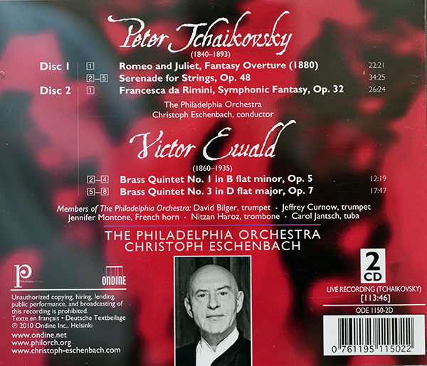 Pyotr Ilyich Tchaikovsky, Victor Ewald / Christoph Eschenbach, The Philadelphia Orchestra : Romeo And Juliet • String Serenade • Francesca Da Rimini • Brass Quintets Nos. 1 & 3 (2xCD, Album)