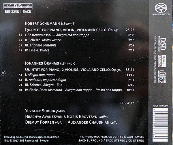 Robert Schumann / Johannes Brahms - Hrachya Yessayan, Boris Brovtsyn, Diemut Poppen, Alexander Chaushian, Yevgeny Sudbin : Piano Quartet In E Flat Major, Op. 47 / Piano Quintet In F Minor, Op. 34 (SACD, Hybrid, Multichannel, Album)