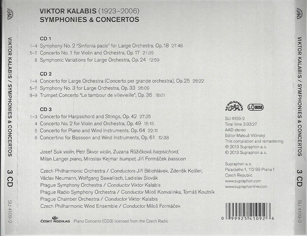 Viktor Kalabis : Symphonies & Concertos (3xCD, Comp)