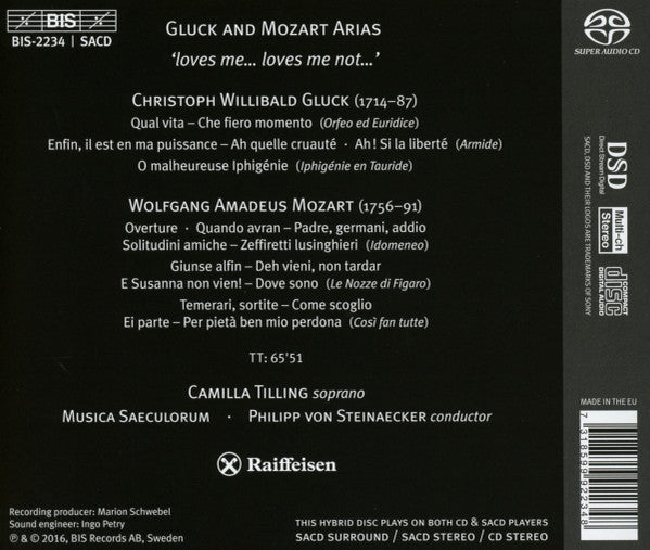 Christoph Willibald Gluck, Wolfgang Amadeus Mozart, Camilla Tilling, Musica Saeculorum, Philipp von Steinaecker : Gluck and Mozart Arias (SACD, Hybrid, Multichannel, Album)