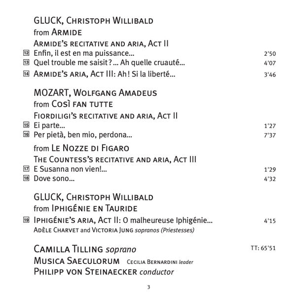 Christoph Willibald Gluck, Wolfgang Amadeus Mozart, Camilla Tilling, Musica Saeculorum, Philipp von Steinaecker : Gluck and Mozart Arias (SACD, Hybrid, Multichannel, Album)