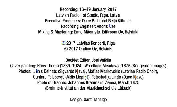 Johannes Brahms, Dace Kļava, Aldis Liepins, Latvian Radio Choir, Sigvards Kļava : Liebeslieder (CD, Album)