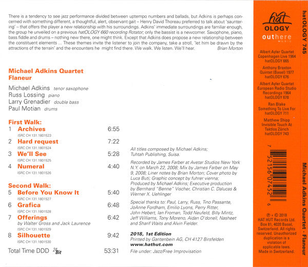 Michael Adkins Quartet : Flaneur (CD, Album)