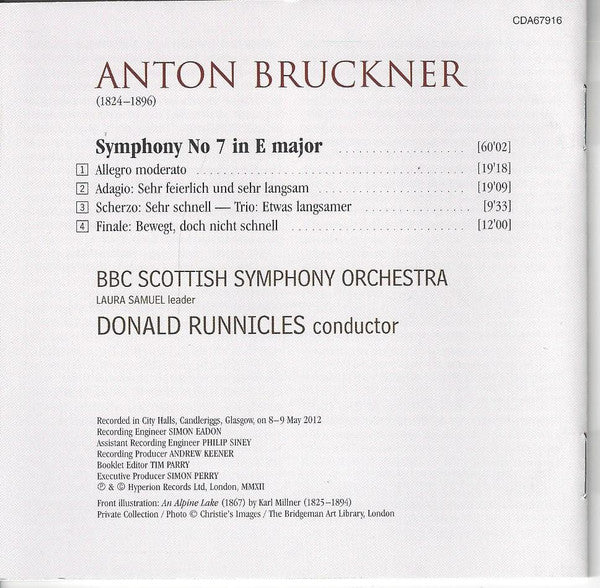 Anton Bruckner — Donald Runnicles, BBC Scottish Symphony Orchestra : Symphony No. 7 (CD)