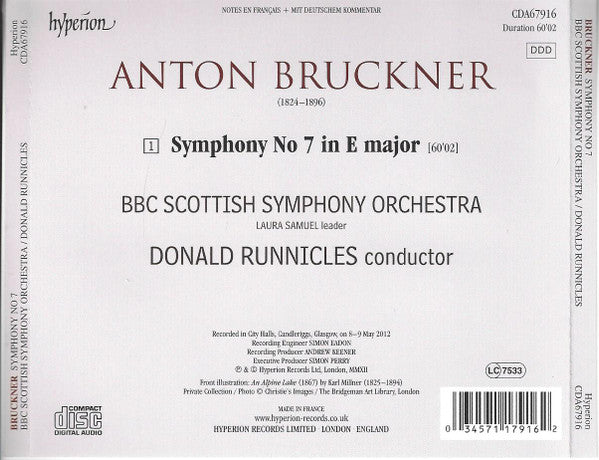 Anton Bruckner — Donald Runnicles, BBC Scottish Symphony Orchestra : Symphony No. 7 (CD)