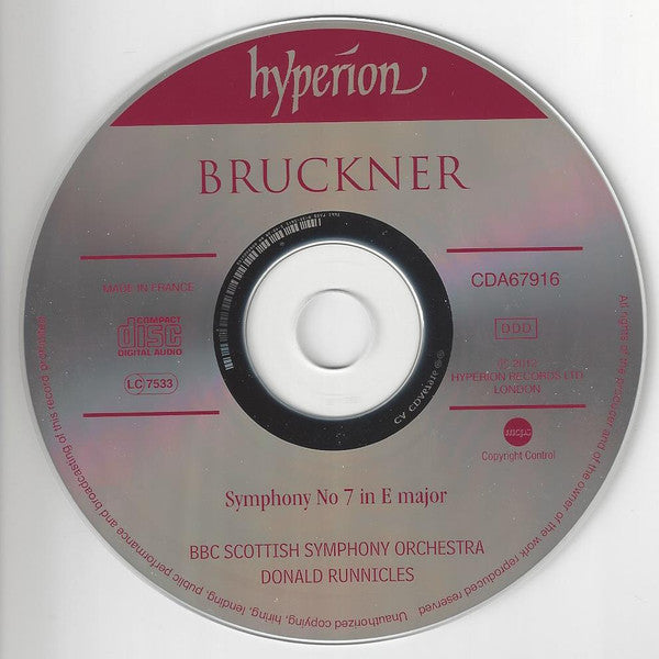 Anton Bruckner — Donald Runnicles, BBC Scottish Symphony Orchestra : Symphony No. 7 (CD)