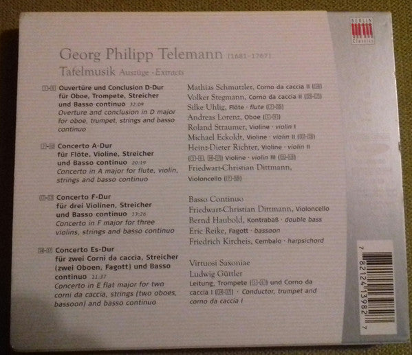 Georg Philipp Telemann Telemann Ludwig Güttler, Virtuosi Saxoniae : Tafelmusik : Auszuge Extracts (CD, Album)