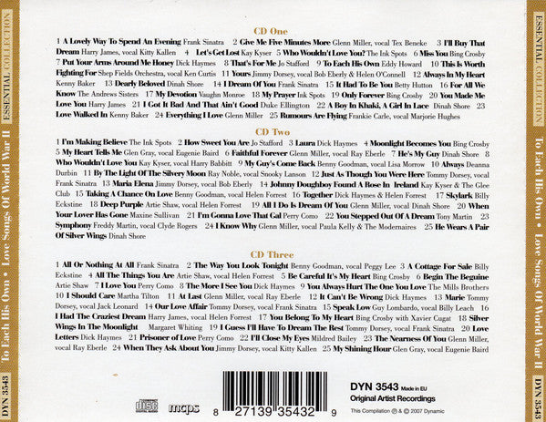 Various : To Each His Own - Love Songs Of World War II (3xCD, Comp)