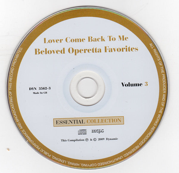 Various : Lover Come Back To Me - Beloved Operetta Favorites (3xCD, Comp)