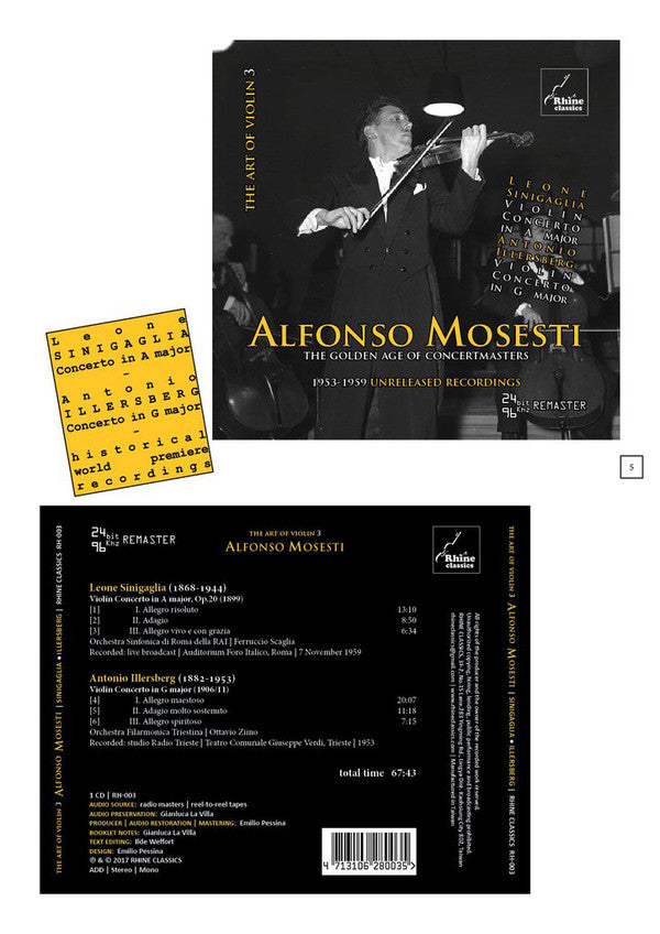 Alfonso Mosesti : The Art Of Violin 3 - Antonio Illersberg & Leone Sinigaglia: Violin Concertos (CD, Mono, Dlx, RM)